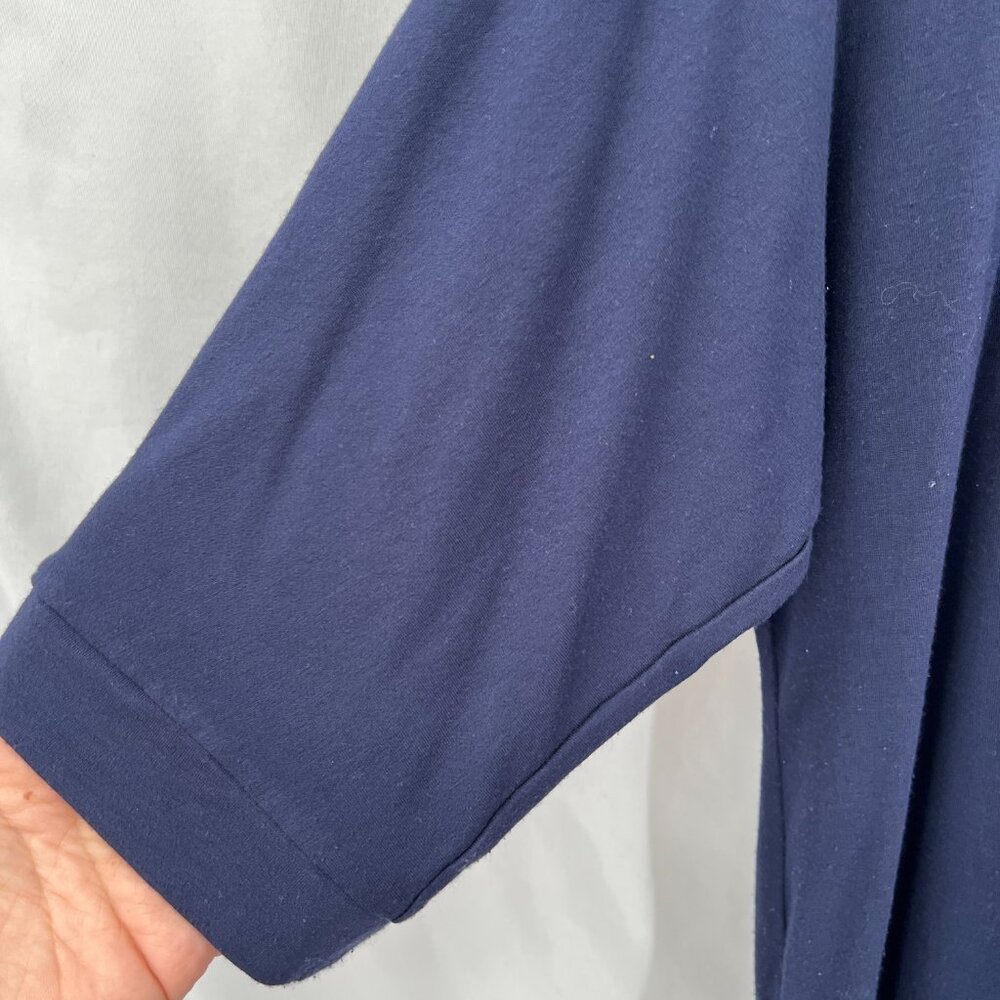 Eileen Fisher navy blue oversized tunic top classic stretch casual shirt XS - Picture 3 of 8